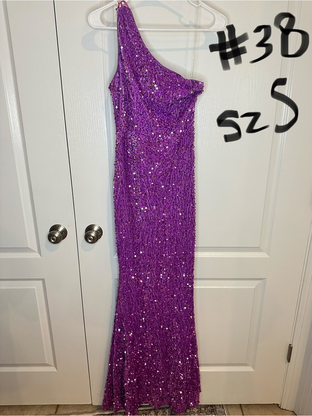 One-Shoulder Sequin Gown in Vibrant Purple
